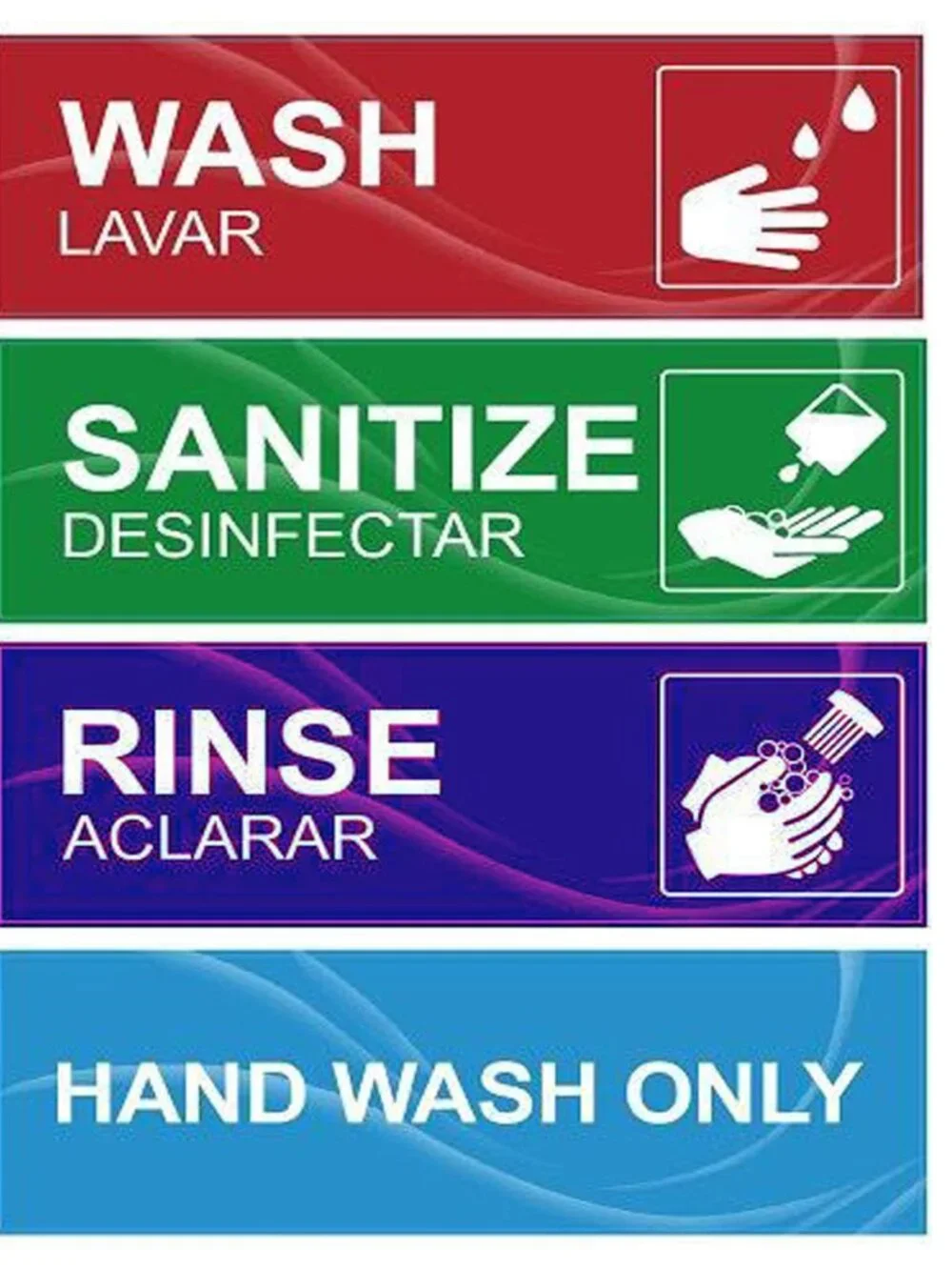 4 Pack Wash Rinse Sanitize Sink Labels, Waterproof Sticker Signs Perfect for 3 C